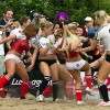 Porn actresses posing as German and Danish teams play soccer during Sexy Soccer game in Berlin